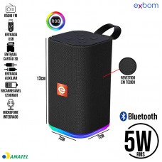 Caixa de Som Bluetooth RGB CS-M31BTL Exbom - Preta